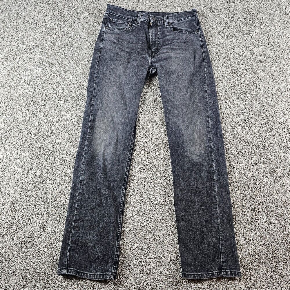 Levis Jeans Mens 31x30 Black 505 Regular Straight Stretch Skate Grunge Distress